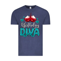 Vintage Denim birthday diva turquoise Vintage Tee - MaliasSmallBusiness