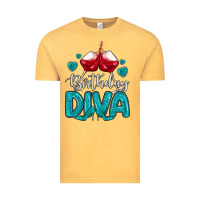 Vintage Mustard birthday diva turquoise Vintage Tee - MaliasSmallBusiness