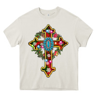 Cream christmas cross Heavy Core Tee - AdoDesignShop