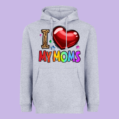 I Love My Moms Heavyweight Hoodie Designed By Oliviacreatesart