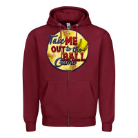 Burgundy take me out to the ball game softball Zipper Hoodie - CowGirlArtShop