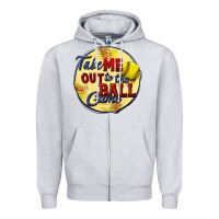 Heather Grey take me out to the ball game softball Zipper Hoodie - CowGirlArtShop