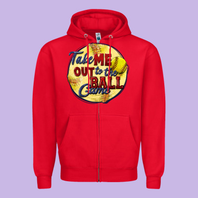 Take Me Out To The Ball Game Softball Zipper Hoodie Designed By Cowgirlartshop