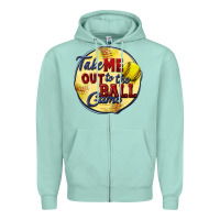 Seafoam take me out to the ball game softball Zipper Hoodie - CowGirlArtShop