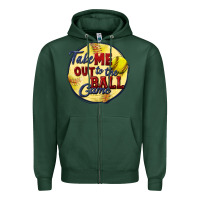 Sports Green take me out to the ball game softball Zipper Hoodie - CowGirlArtShop