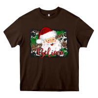 Chocolate Brown believe santa Heavy Core Tee - AdoDesignShop