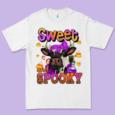 Sweet And Spooky Halloween Cow Premium Tee Designed By Jasminsmagicworld