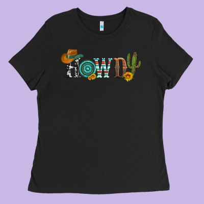 Howdy With Cowboy Hat And Cactus Ladies Tee Designed By Artiststas