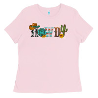 Bubblegum Pink howdy with cowboy hat and cactus Ladies Tee - Artiststas