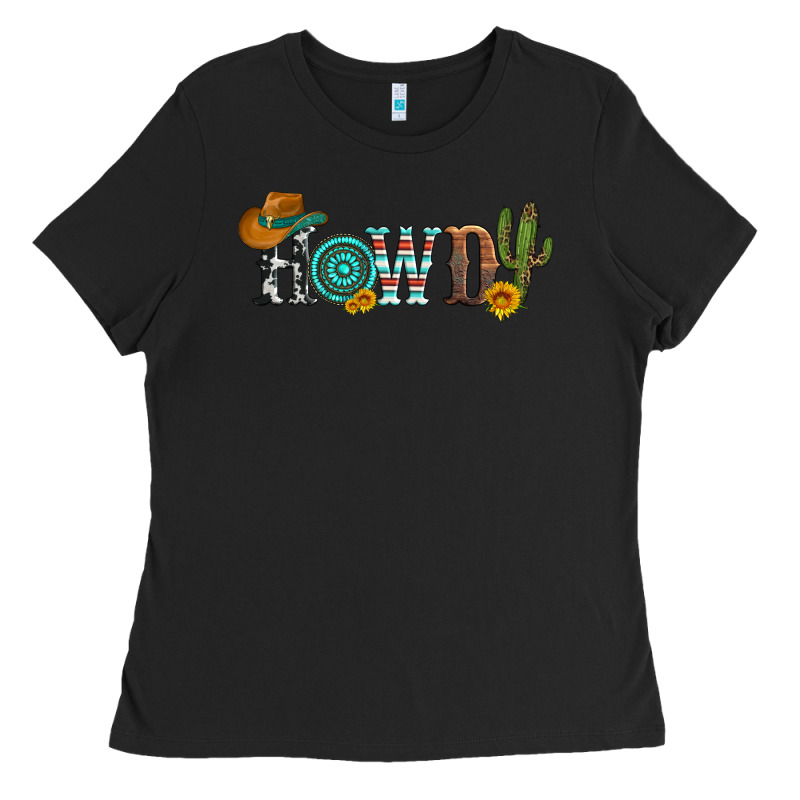 Howdy With Cowboy Hat And Cactus Ladies Tee by Artiststas | Teevron