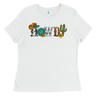 White howdy with cowboy hat and cactus Ladies Tee - Artiststas