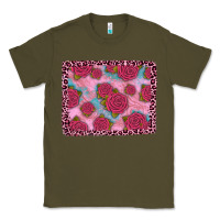 Army Green pink rose leopard background Classic Tee - JahusDesignShop