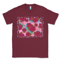 Burgundy pink rose leopard background Classic Tee - JahusDesignShop