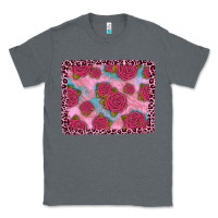 Charcoal Heather pink rose leopard background Classic Tee - JahusDesignShop