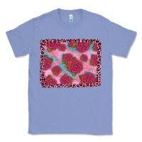 Colony Blue pink rose leopard background Classic Tee - JahusDesignShop