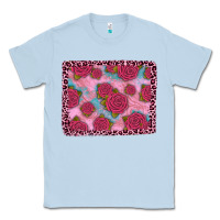 Dusty Blue pink rose leopard background Classic Tee - JahusDesignShop