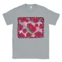 Heather Grey pink rose leopard background Classic Tee - JahusDesignShop