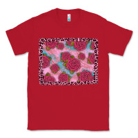 Red pink rose leopard background Classic Tee - JahusDesignShop