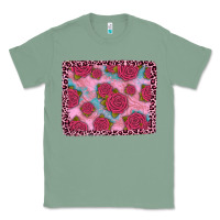 Sage pink rose leopard background Classic Tee - JahusDesignShop