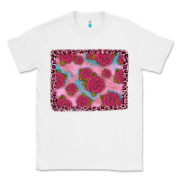 White pink rose leopard background Classic Tee - JahusDesignShop
