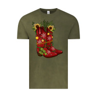 Vintage Olive Christmas boots Vintage Tee - JahusDesignShop
