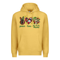 Antique Gold Peace love dia de los muertos Mexico Premium Hoodie - HowdyJamesFarm