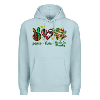 Blue Mist Peace love dia de los muertos Mexico Premium Hoodie - HowdyJamesFarm