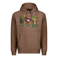 Chestnut Peace love dia de los muertos Mexico Premium Hoodie - HowdyJamesFarm