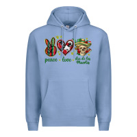 Colony Blue Peace love dia de los muertos Mexico Premium Hoodie - HowdyJamesFarm