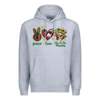 Heather Grey Peace love dia de los muertos Mexico Premium Hoodie - HowdyJamesFarm