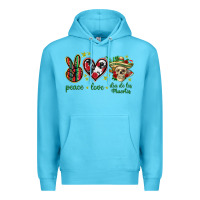 Ocean Blue Peace love dia de los muertos Mexico Premium Hoodie - HowdyJamesFarm