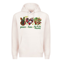 Pale Pink Peace love dia de los muertos Mexico Premium Hoodie - HowdyJamesFarm