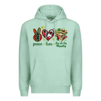 Seafoam Peace love dia de los muertos Mexico Premium Hoodie - HowdyJamesFarm