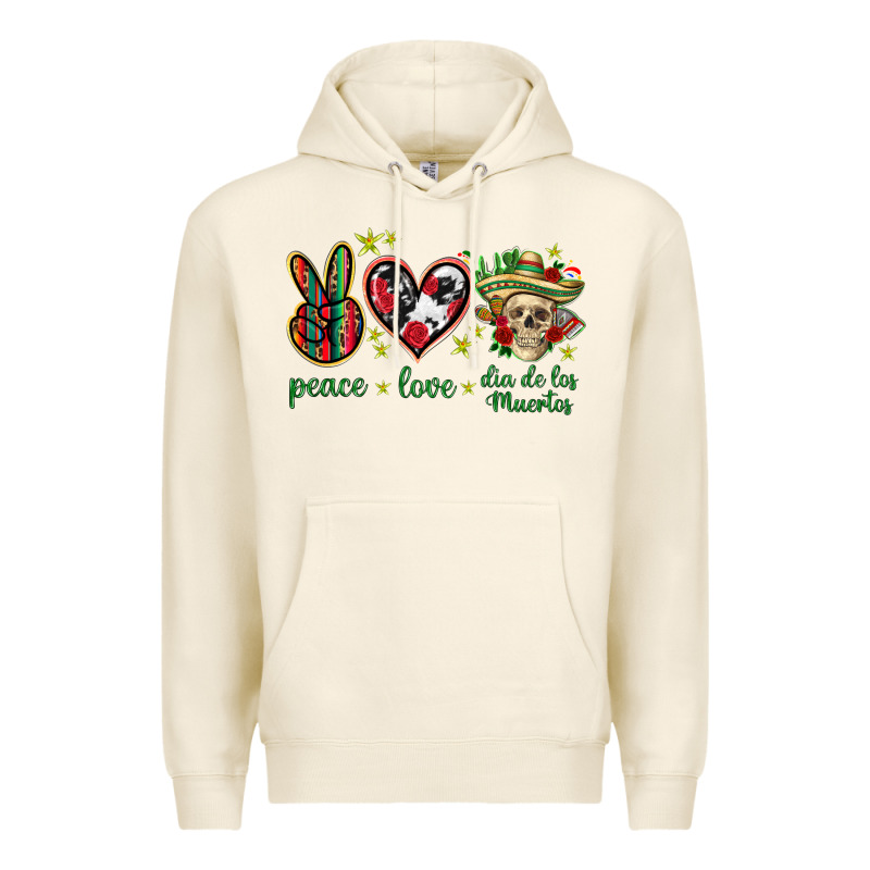 Peace Love Dia De Los Muertos Mexico Premium Hoodie by HowdyJamesFarm | Teevron