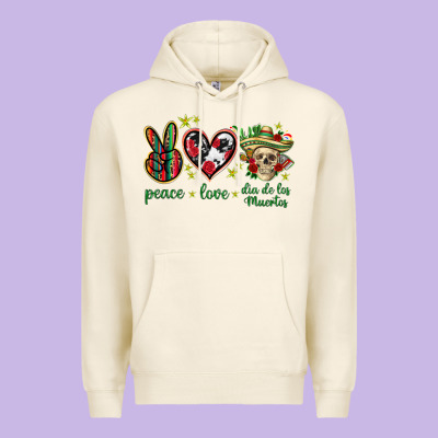 Peace Love Dia De Los Muertos Mexico Premium Hoodie Designed By Howdyjamesfarm