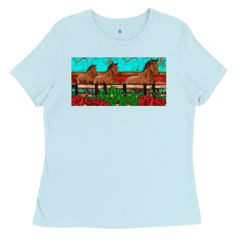 Horses Roses Ann Cactuses License Plate Ladies Tee by Artiststas | Teevron