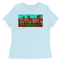 Baby Blue horses roses ann cactuses license plate Ladies Tee - Artiststas