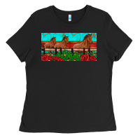 Black horses roses ann cactuses license plate Ladies Tee - Artiststas