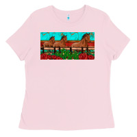 Bubblegum Pink horses roses ann cactuses license plate Ladies Tee - Artiststas