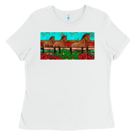 White horses roses ann cactuses license plate Ladies Tee - Artiststas