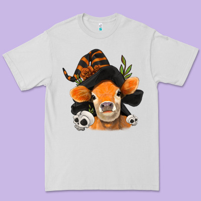 Halloween Witch Cow Premium Tee Designed By Jasminsmagicworld