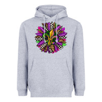 Heather Grey mardi gras sunflower Heavyweight Hoodie - OliviaCreatesArt