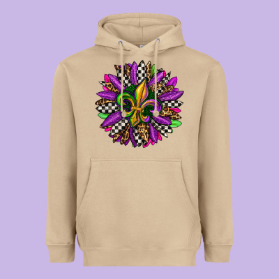 Mardi Gras Sunflower Heavyweight Hoodie Designed By Oliviacreatesart