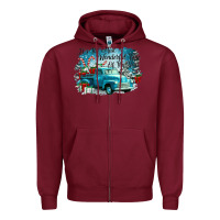 Burgundy its the wonderful time of the year truck Zipper Hoodie - CowGirlArtShop