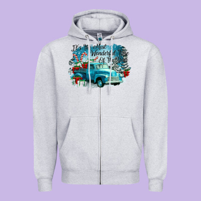 Its The Wonderful Time Of The Year Truck Zipper Hoodie Designed By Cowgirlartshop
