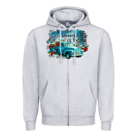 Heather Grey its the wonderful time of the year truck Zipper Hoodie - CowGirlArtShop