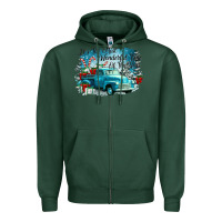 Sports Green its the wonderful time of the year truck Zipper Hoodie - CowGirlArtShop