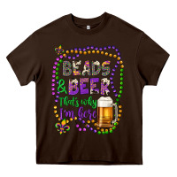 Chocolate Brown beads & beer that's why i'm here Heavy Core Tee - Artiststas