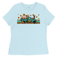 Baby Blue western animals truck Ladies Tee - Jasminsmagicworld