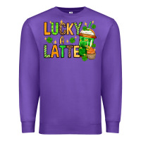 Purple St. Patrick's Lucky a latte Premium Sweatshirt - OliviaCreatesArt